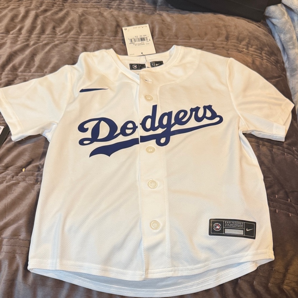 Nike Boys/Girls White and Blue Dodgers Jersey Size Small (8)